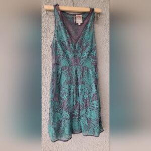 Yoana Baraschi Teal and Gray Lace Dress